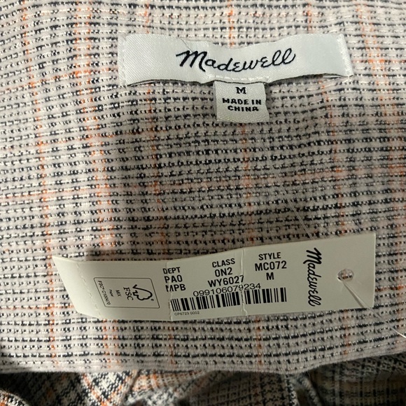 Madewell Classic Ex-Boyfriend Dermott Plaid Casual Button Down Medium NWT - Picture 4 of 10